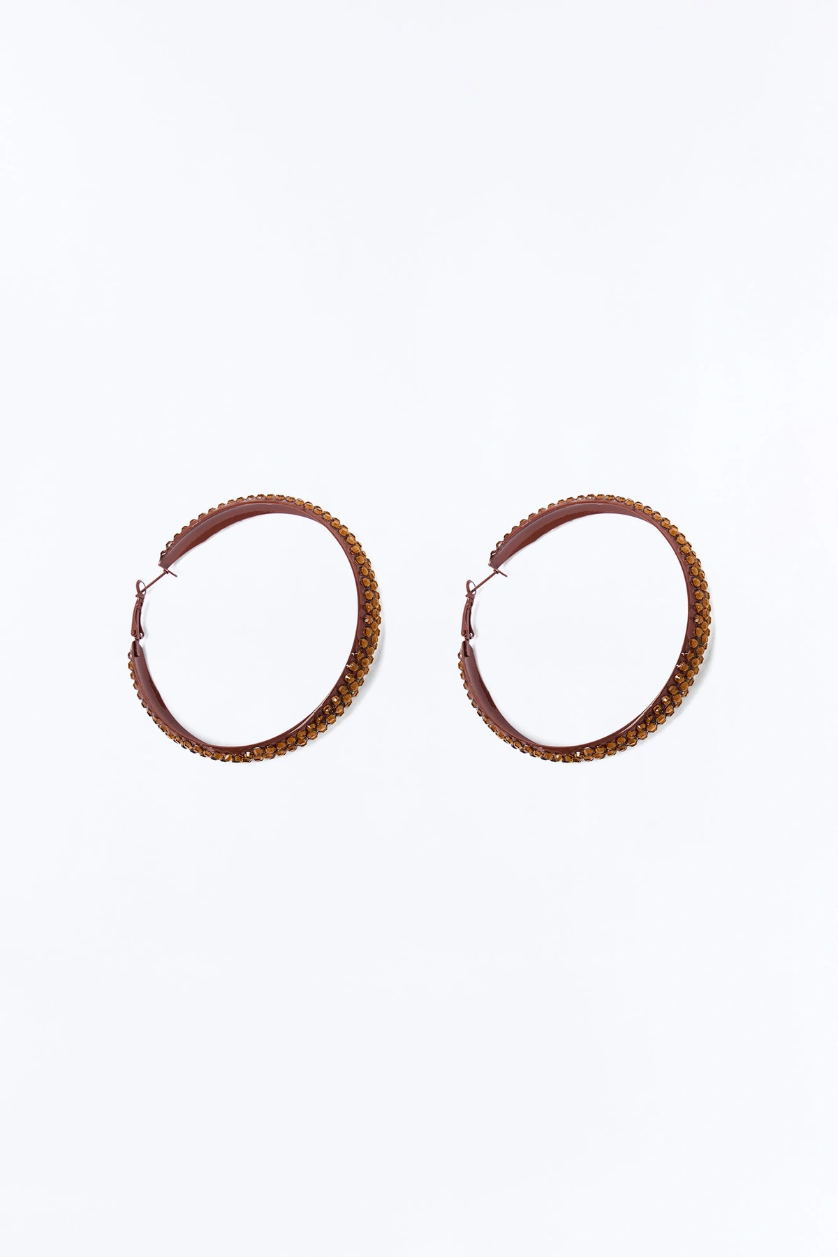 Got Plans Tonight Hoop Earrings - Brown — Castanho