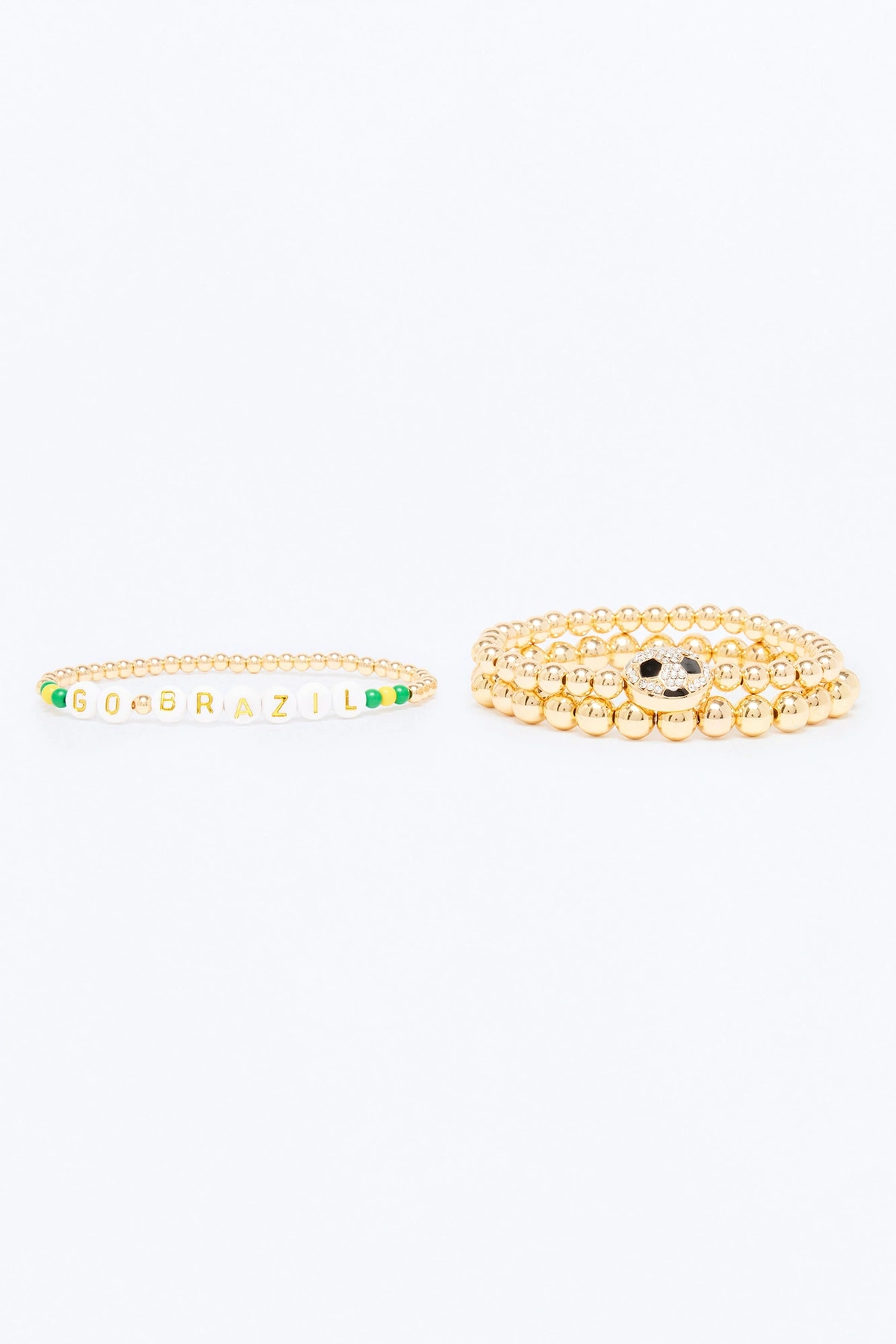 Go Brazil Soccer 3 Piece Bracelet Set - Gold/combo — Dourado/combinação
