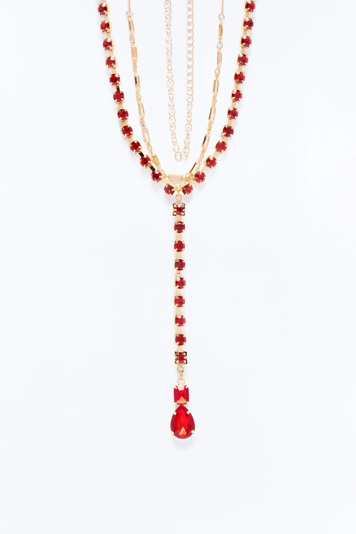 Bring The Heat Layered Necklace - Gold/Red — Dourado/Vermelho