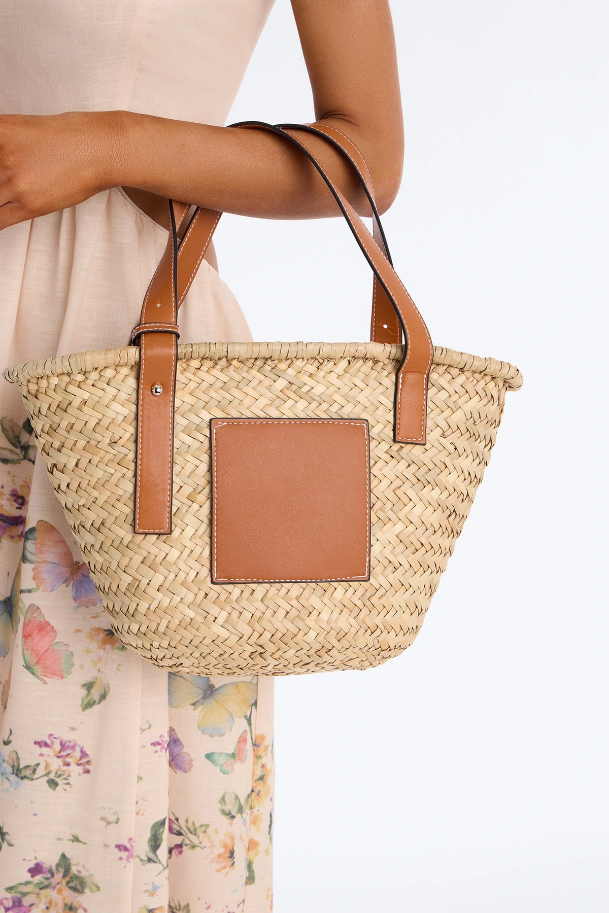 Sunday Picnic Straw Straw Tote Handbag - Natural/Combo — Natural/combinação