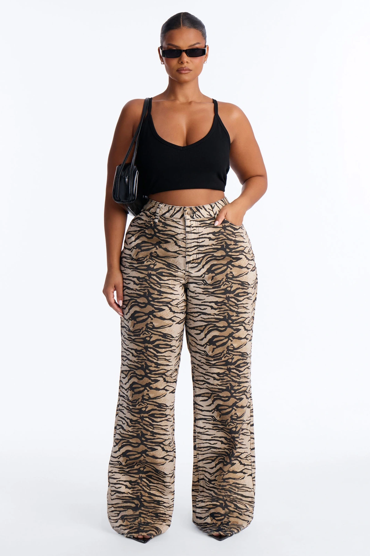 Tall Fierce And Feisty Printed Wide Leg Jeans - Brown/combo — Castanho/combinação