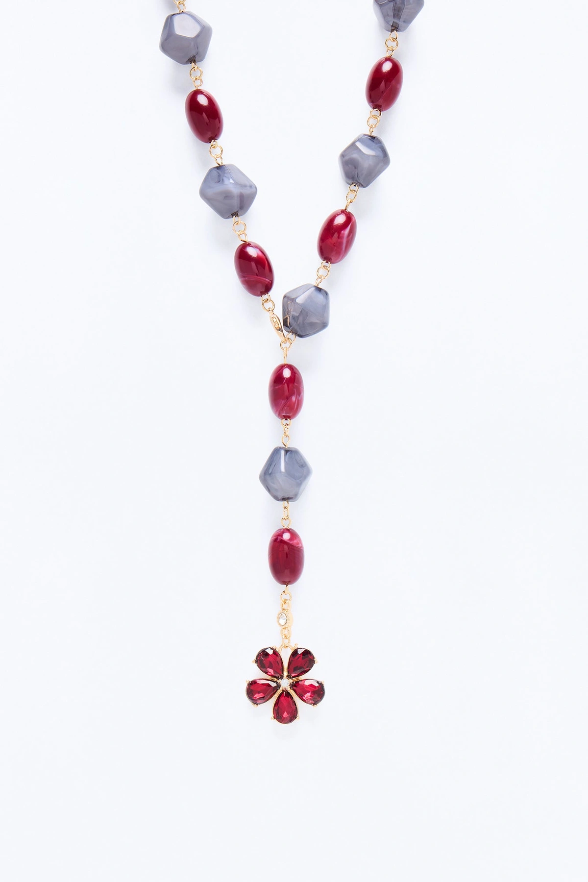 Dewdrop Lariat Necklace - Grey/combo — Cinzento/combinação