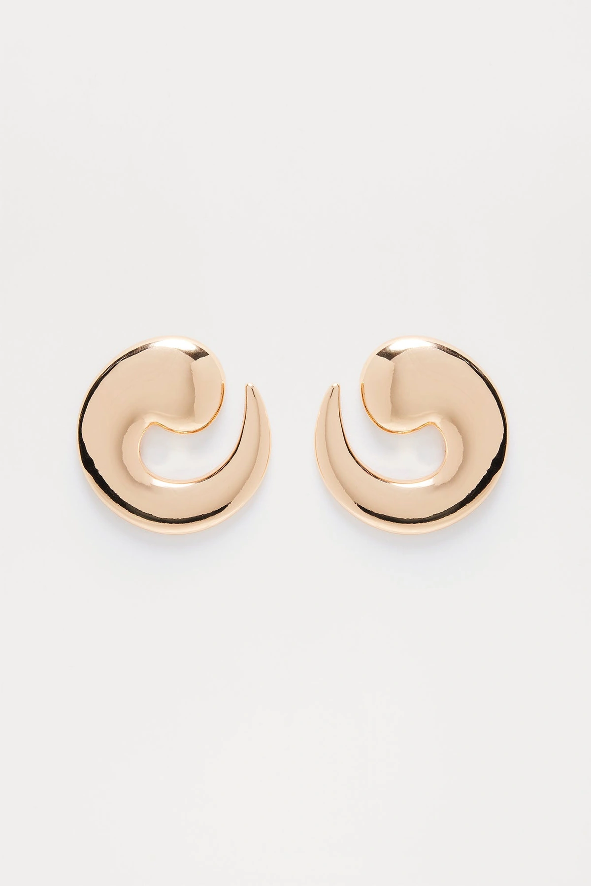 Gold Swirl Abstract Earrings - Gold — Dourado