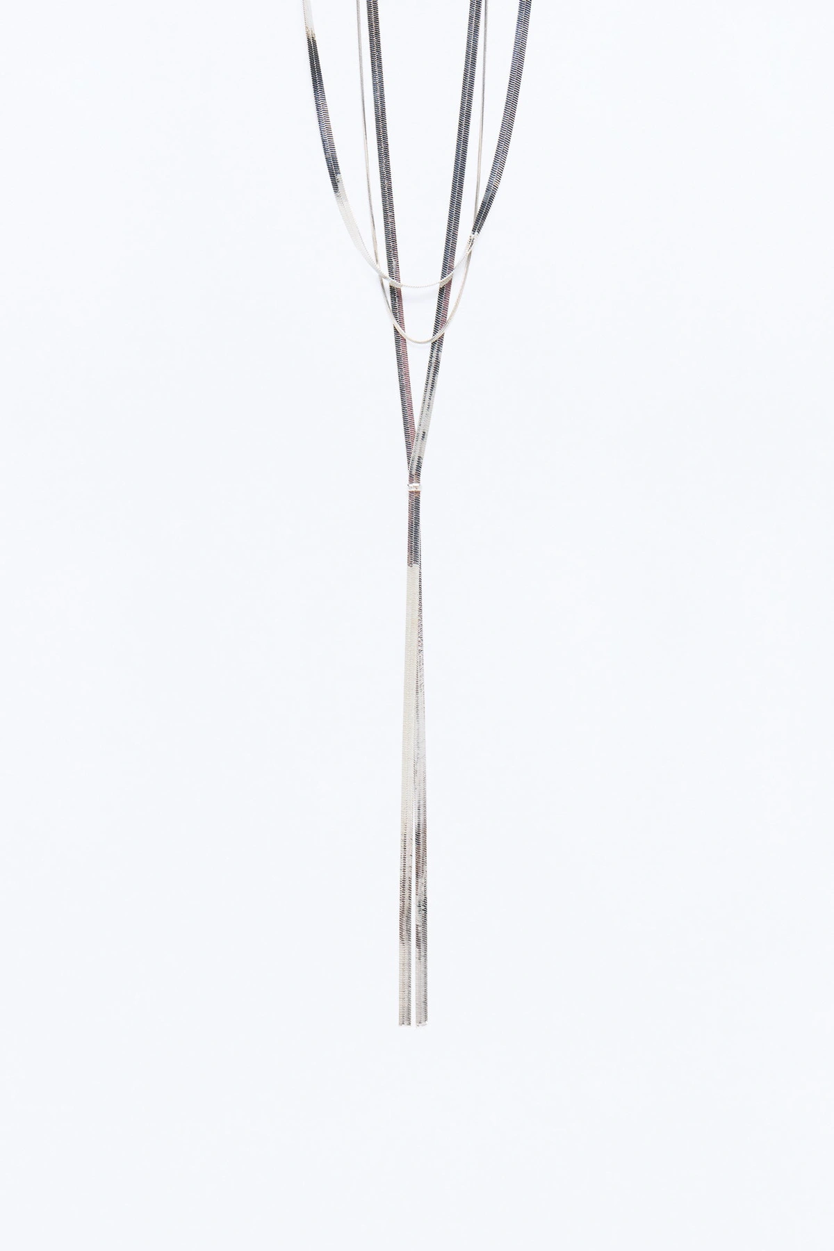 Snake Chain Lariat Necklace - Silver — Prateado