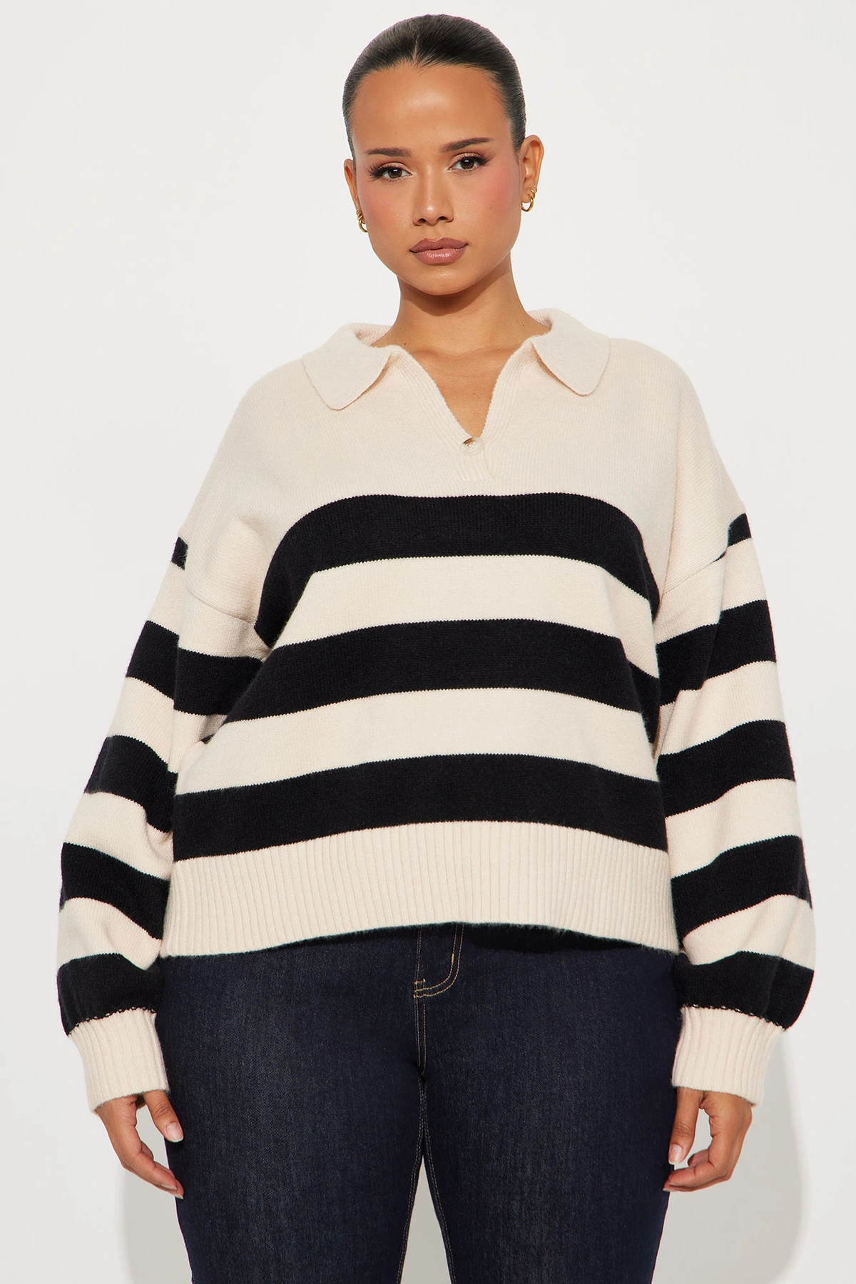A Daily Thing Striped Sweater - Black/combo — Preto/combinação