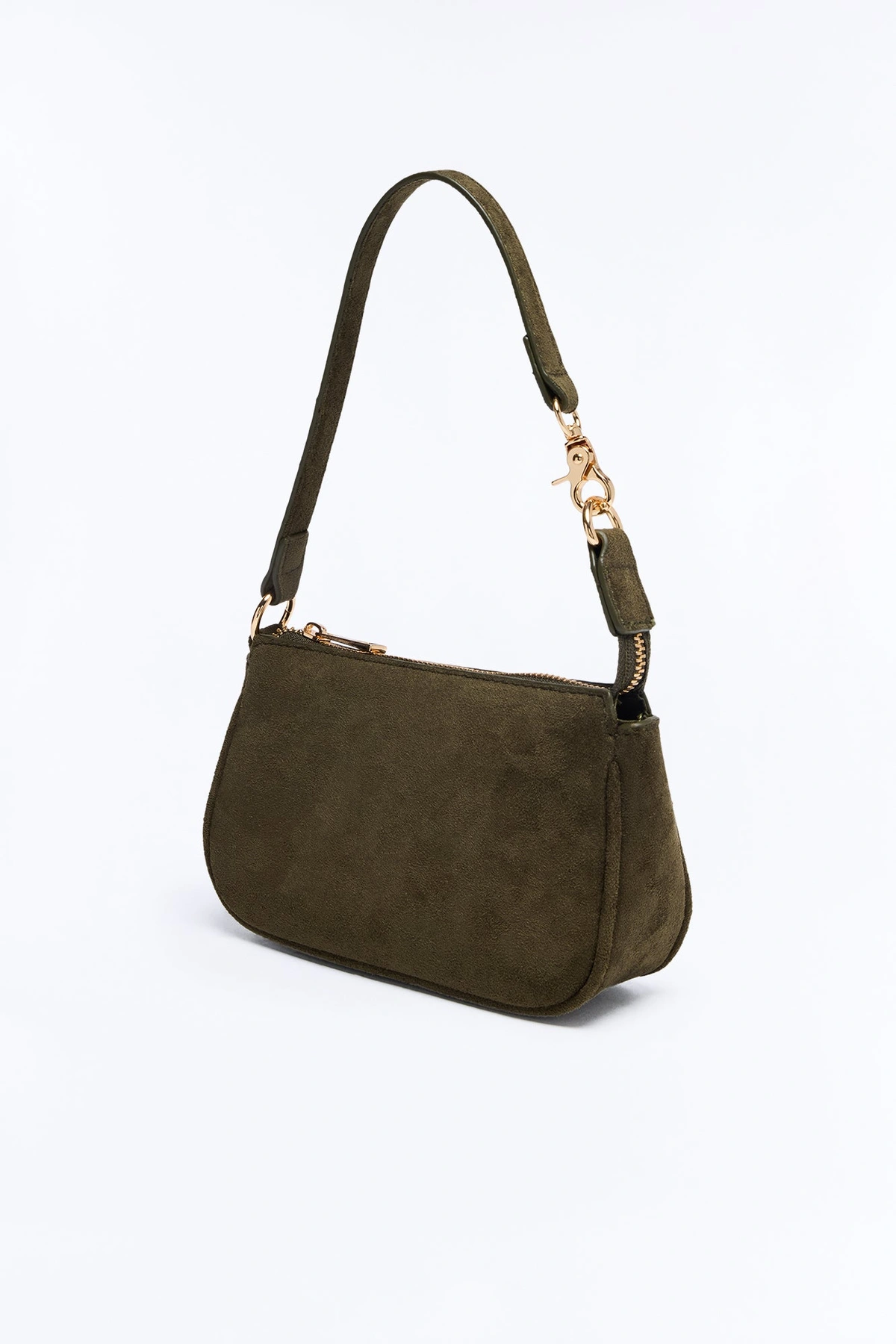 Touch Me Right Faux Suede Shoulder Handbag - Olive — Verde-azeitona