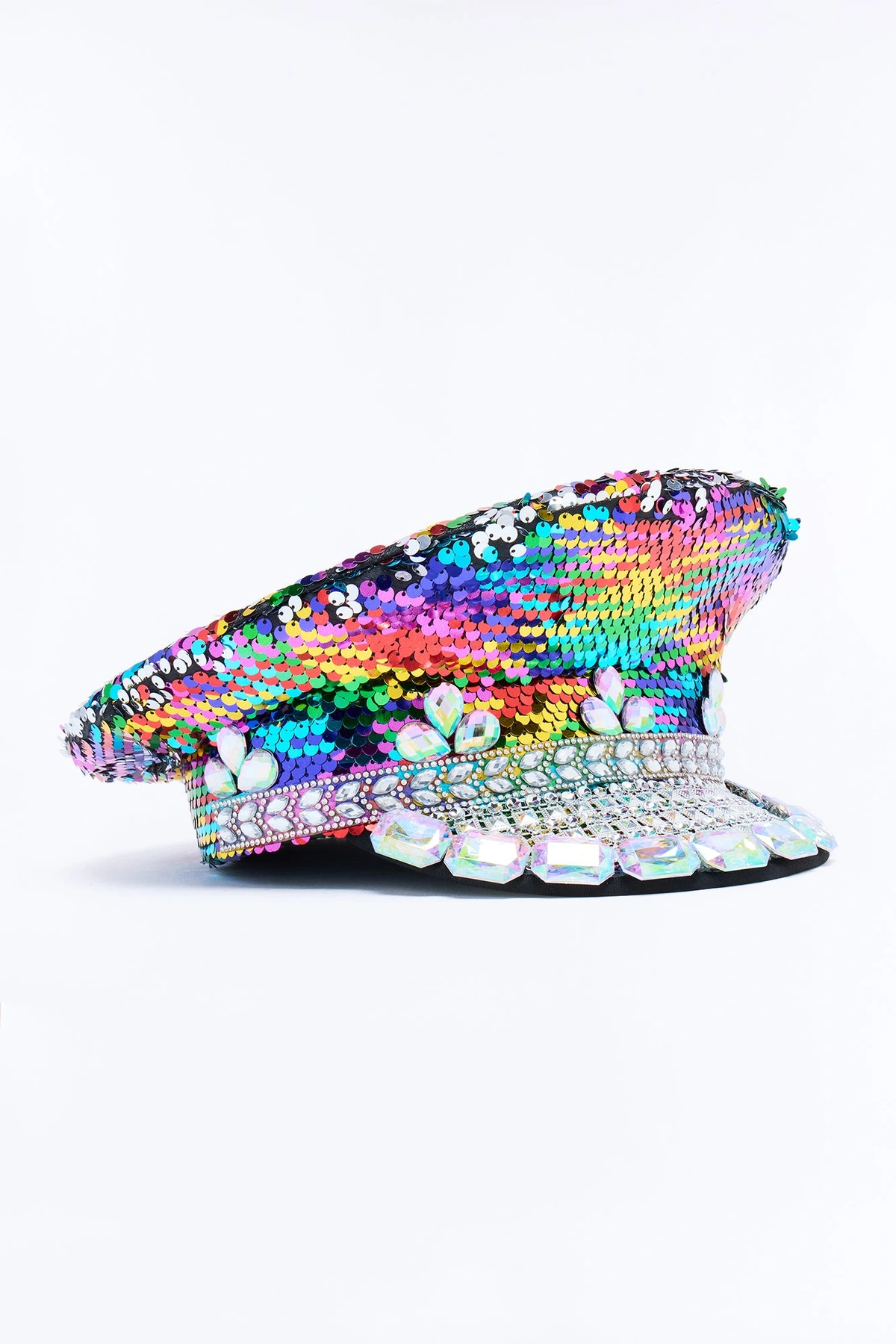 Reign The Rainbow Sequin Captain Hat - Multi Color — Multicolor