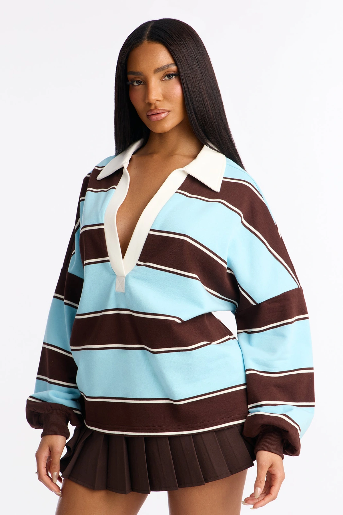 Emerson Long Sleeve Polo Top - Blue/combo — Azul/combinação