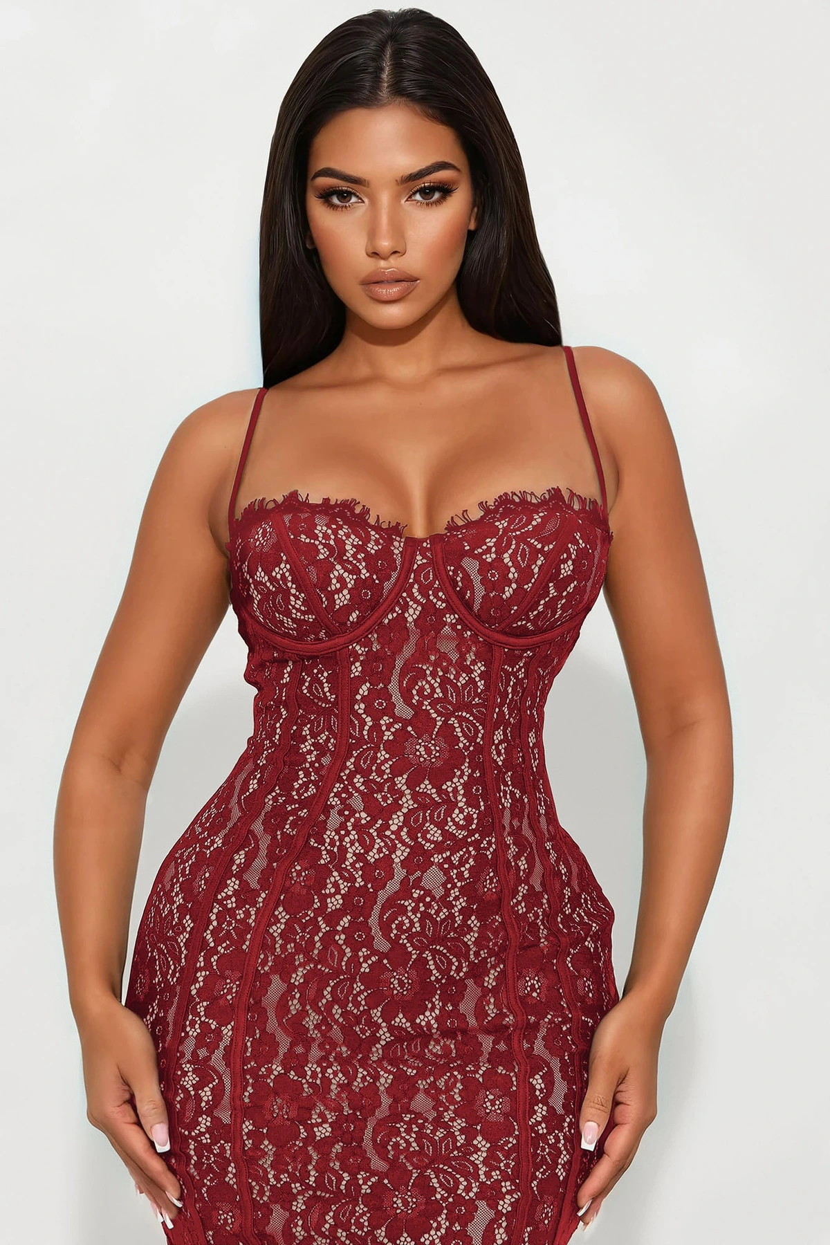 All In Love Lace Maxi Dress - Red — Vermelho