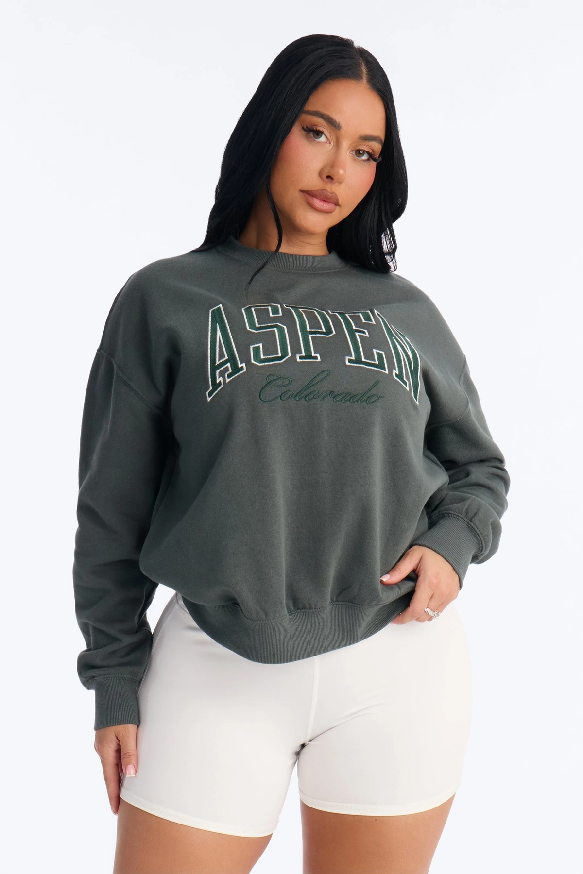 Aspen Colorado Fleece Crew Neck Sweatshirt - Hunter Green — Hunter Verde