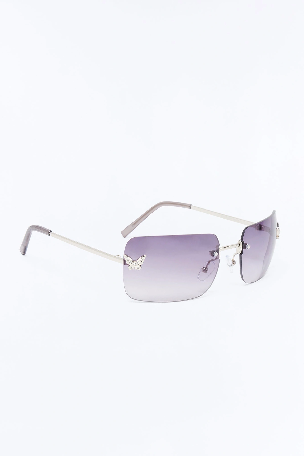 Butterfly Beauty Square Sunglasses - Black/Silver — Preto/Prateado