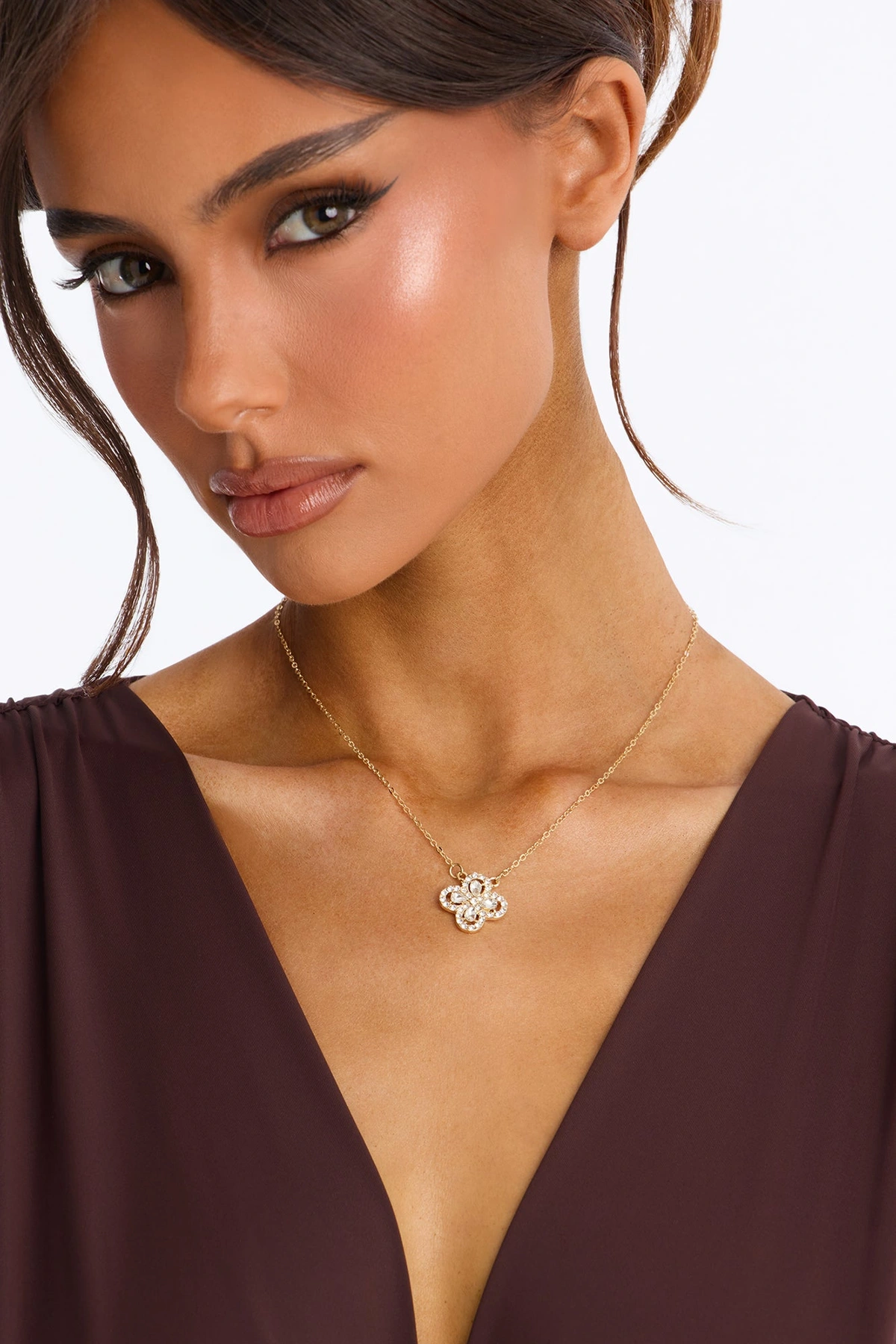 Shining Clover Necklace - Gold — Dourado