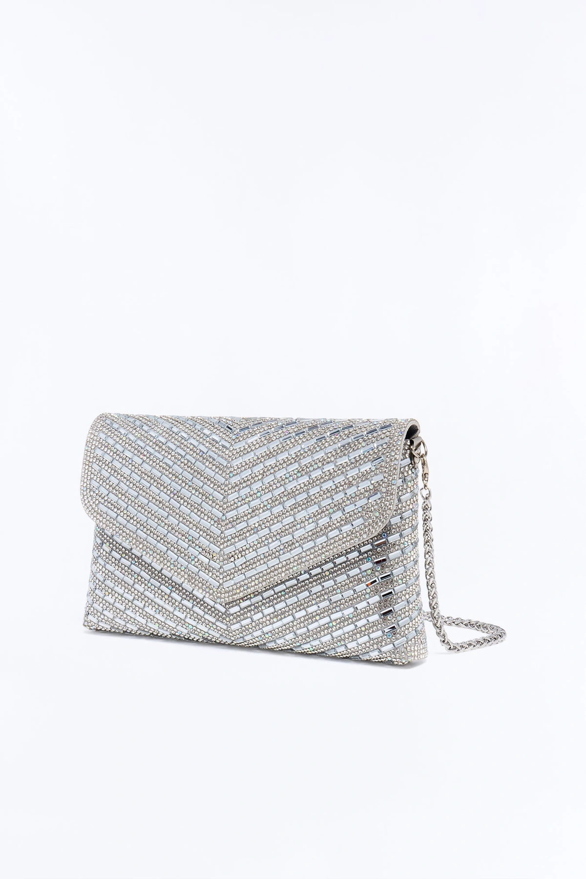 Hollywood Glam Rhinestone Clutch Handbag - Silver — Prateado
