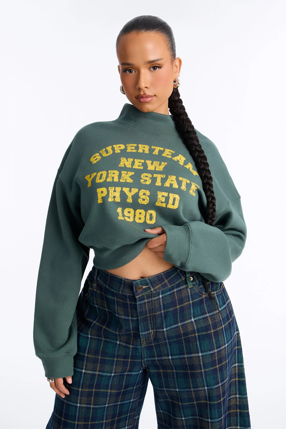Super Team NY Cropped Sweatshirt - Hunter — Verde-escuro