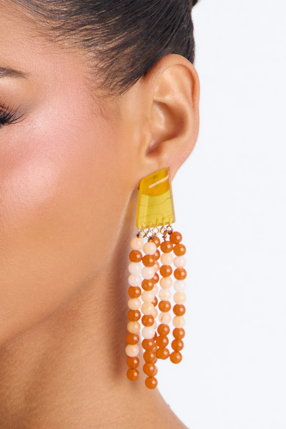 Sending A Signal Beaded Drop Earrings - Orange/combo — Laranja/combinação