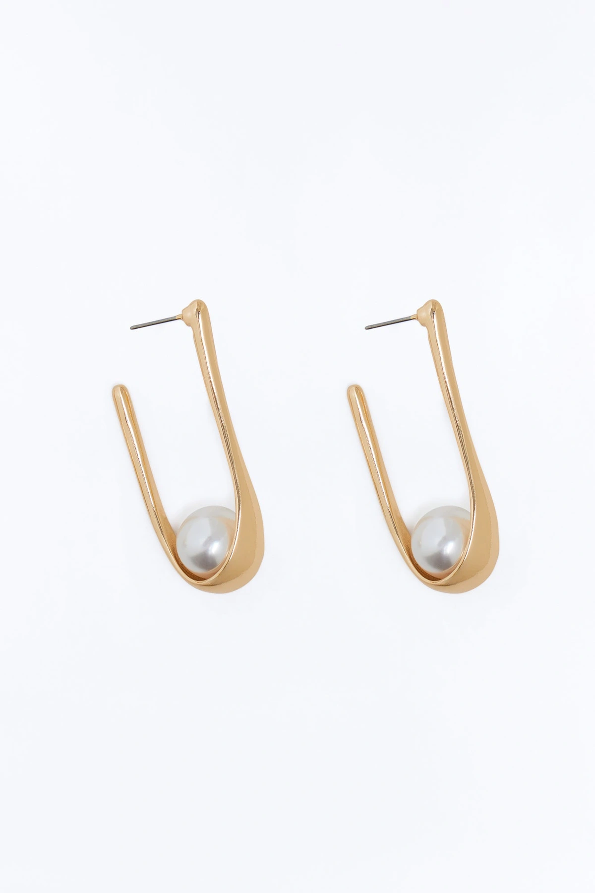 Balanced Pearl Drop Earrings - Gold — Dourado
