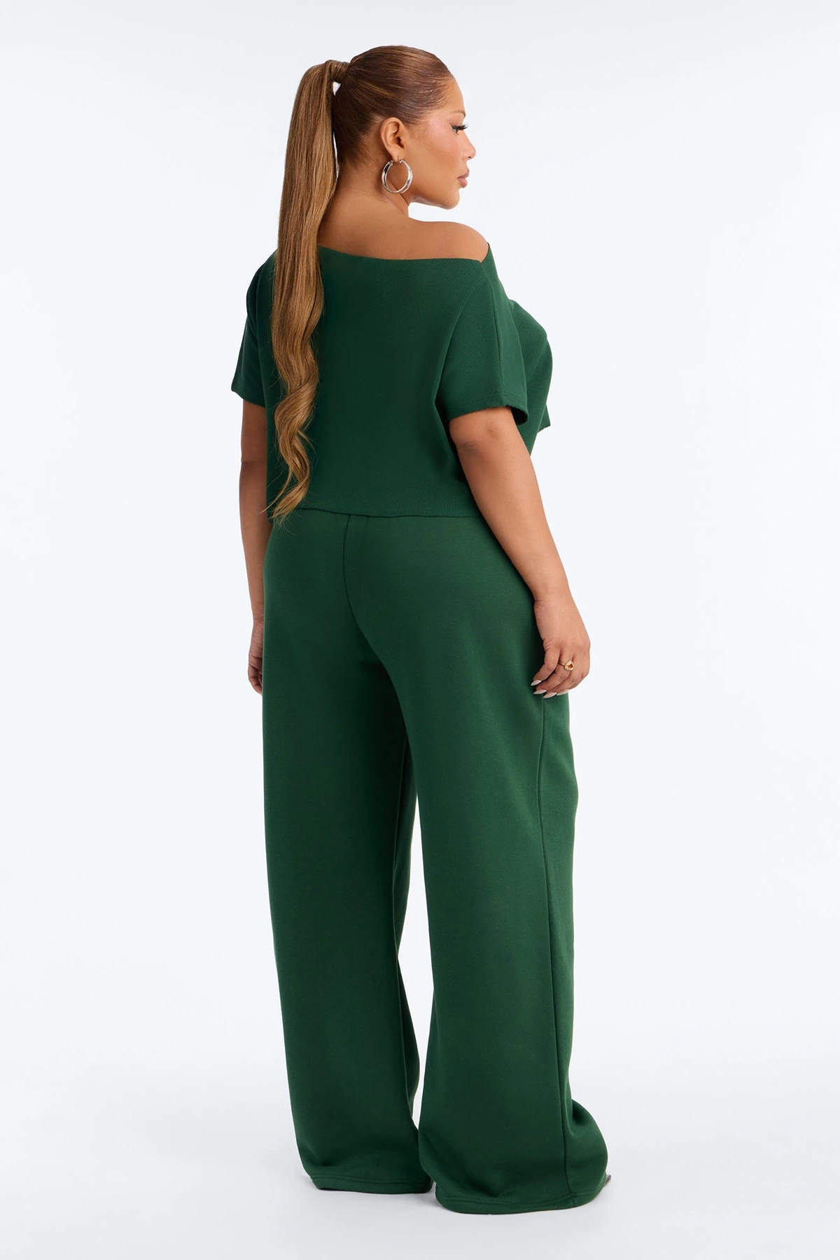 Mila Off Shoulder Top And Sweatpant Set - Hunter — Verde-escuro