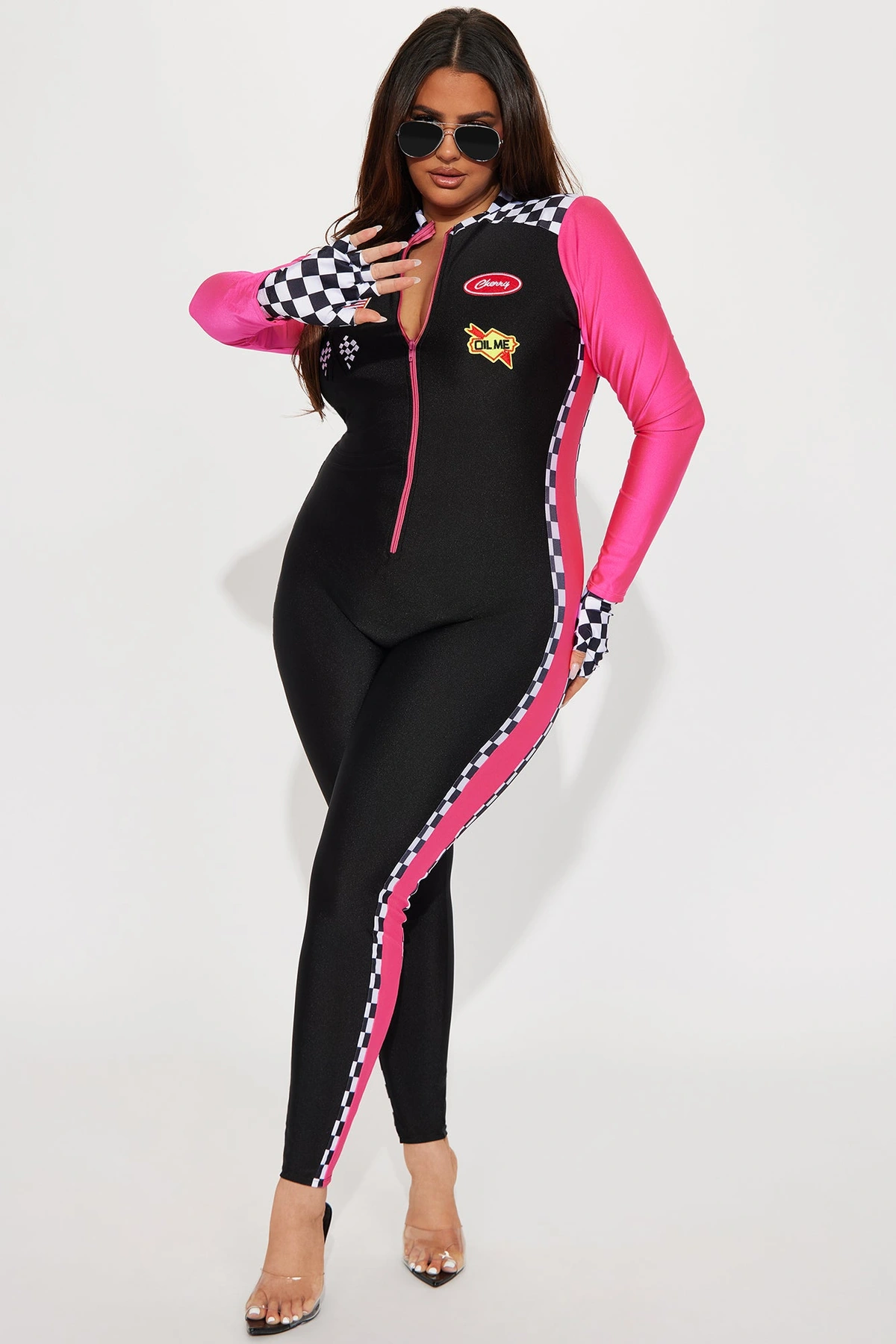 Burning Rubber 3 Piece Costume Set - Black/Pink — Preto/Rosa