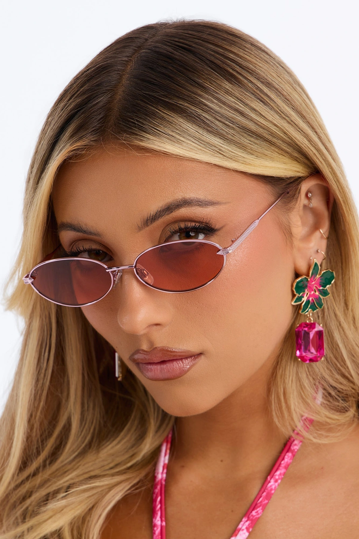 Rose Girly Sunglasses - Pink — Rosa