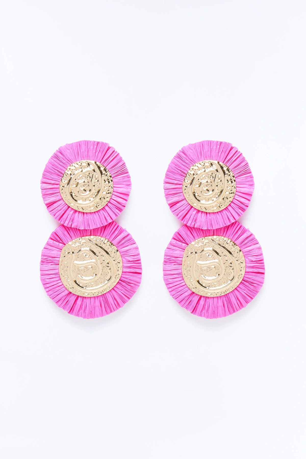 Sunburst Drop Earrings - Gold/Pink — Dourado/Rosa