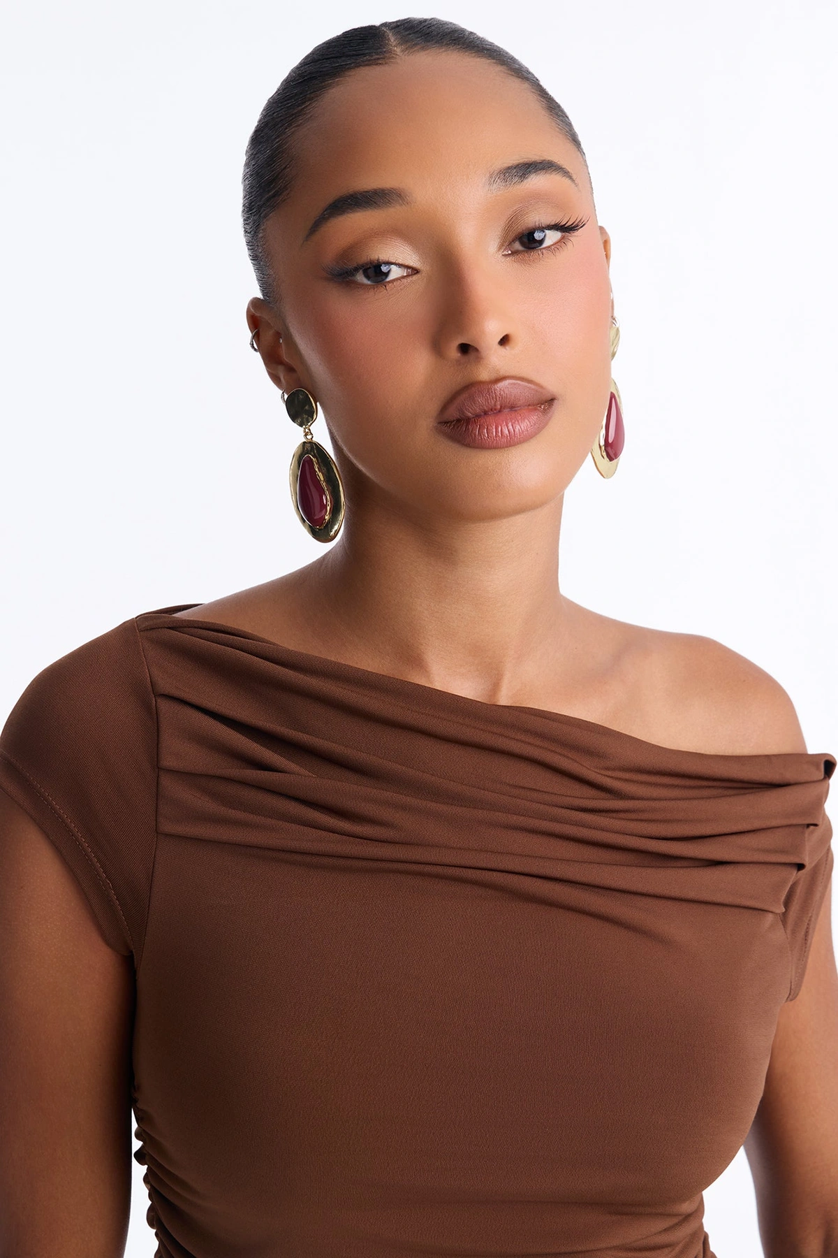 Alora Drop Earrings - Burgundy/combo — Bordô/combinação