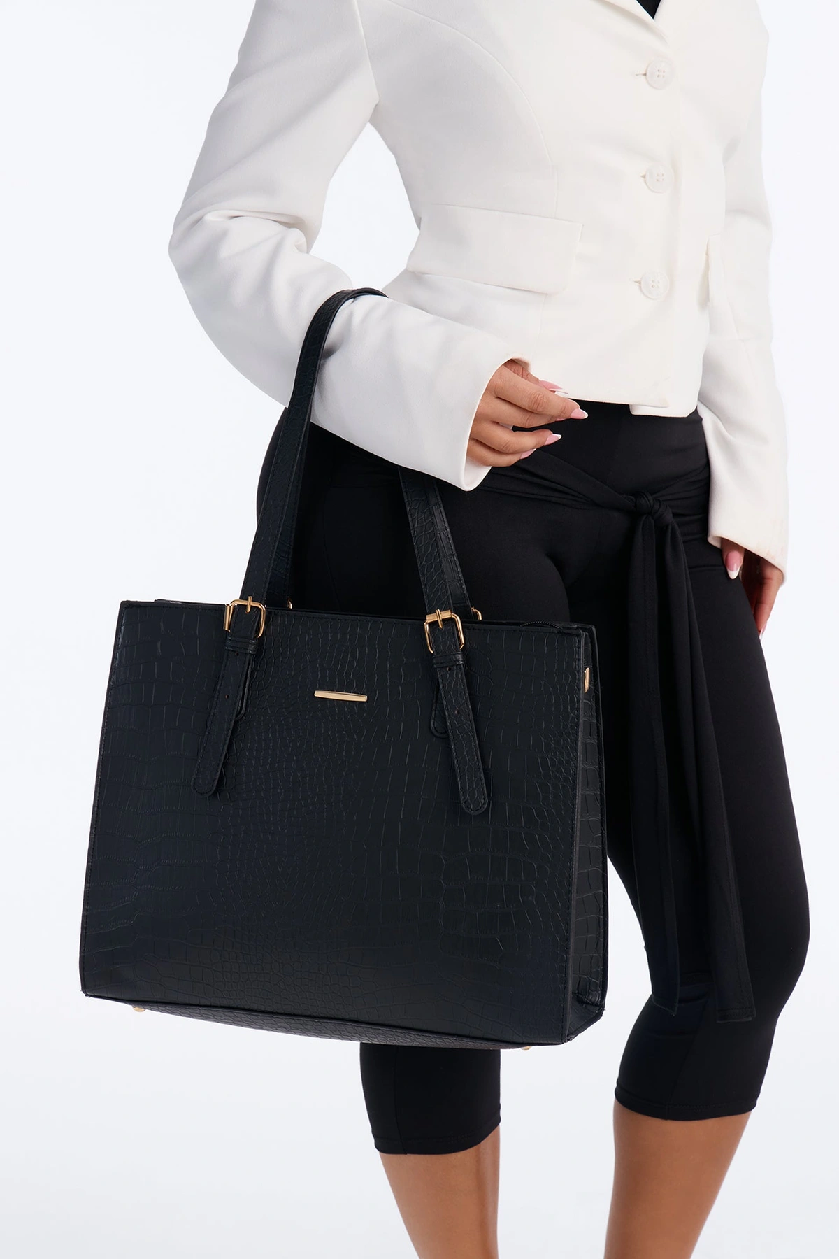 More Than A Faux Leather 3 Piece Tote Handbag Set - Black — Preto