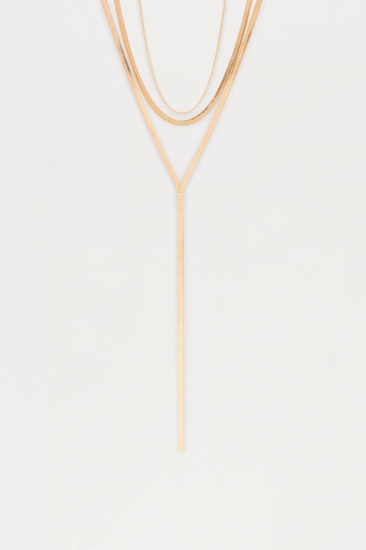Snake Chain Lariat Necklace - Gold — Dourado