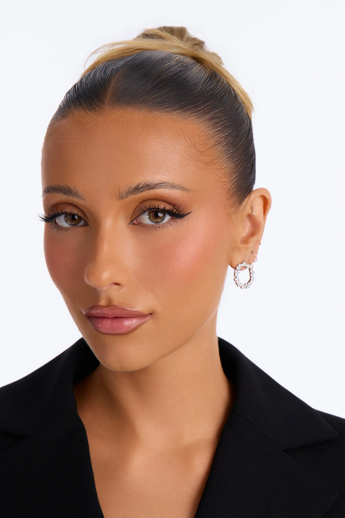 Rhinestone Orbit Stud Earrings - Silver — Prateado