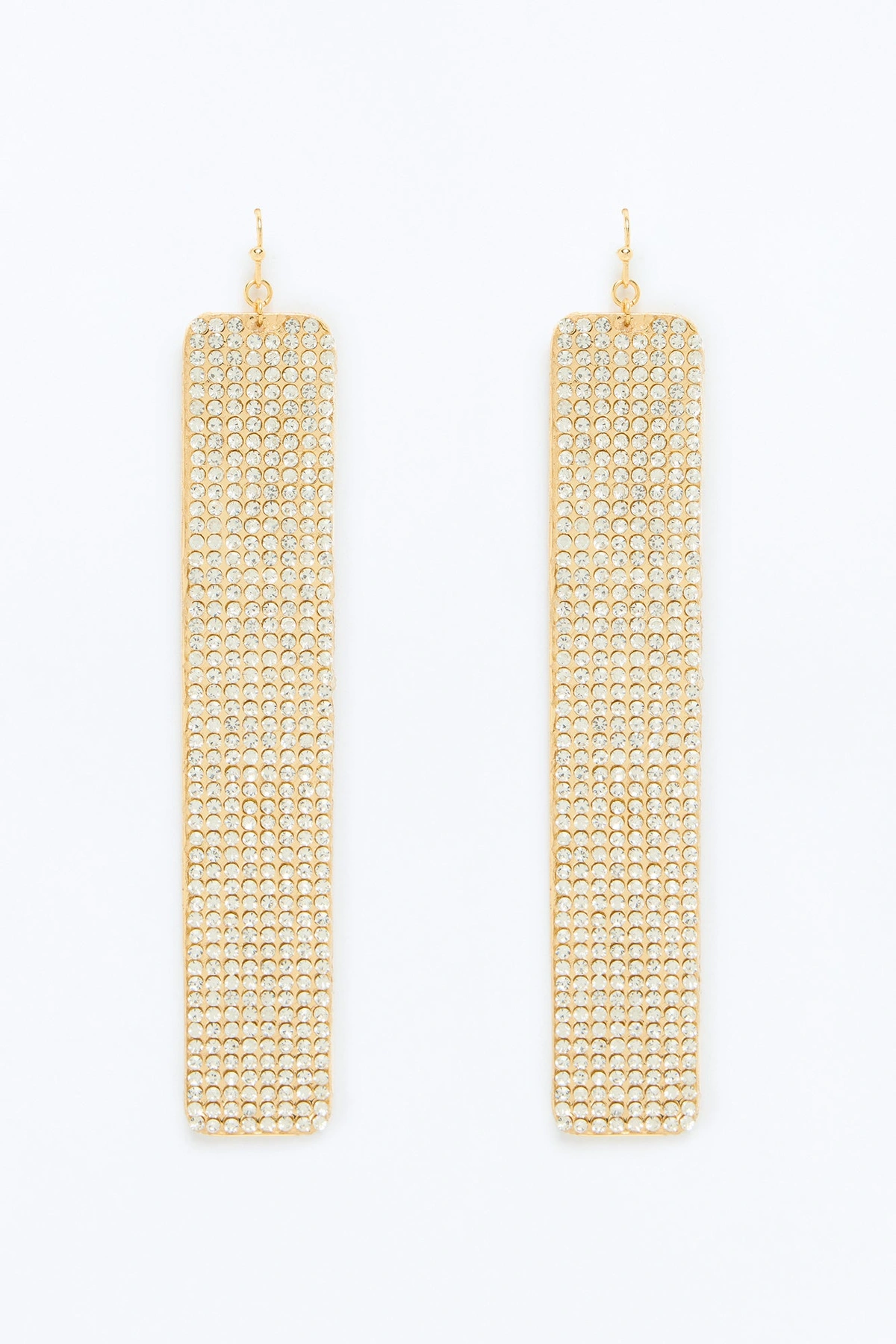 Rhinestone Runway Drop Earrings - Gold — Dourado