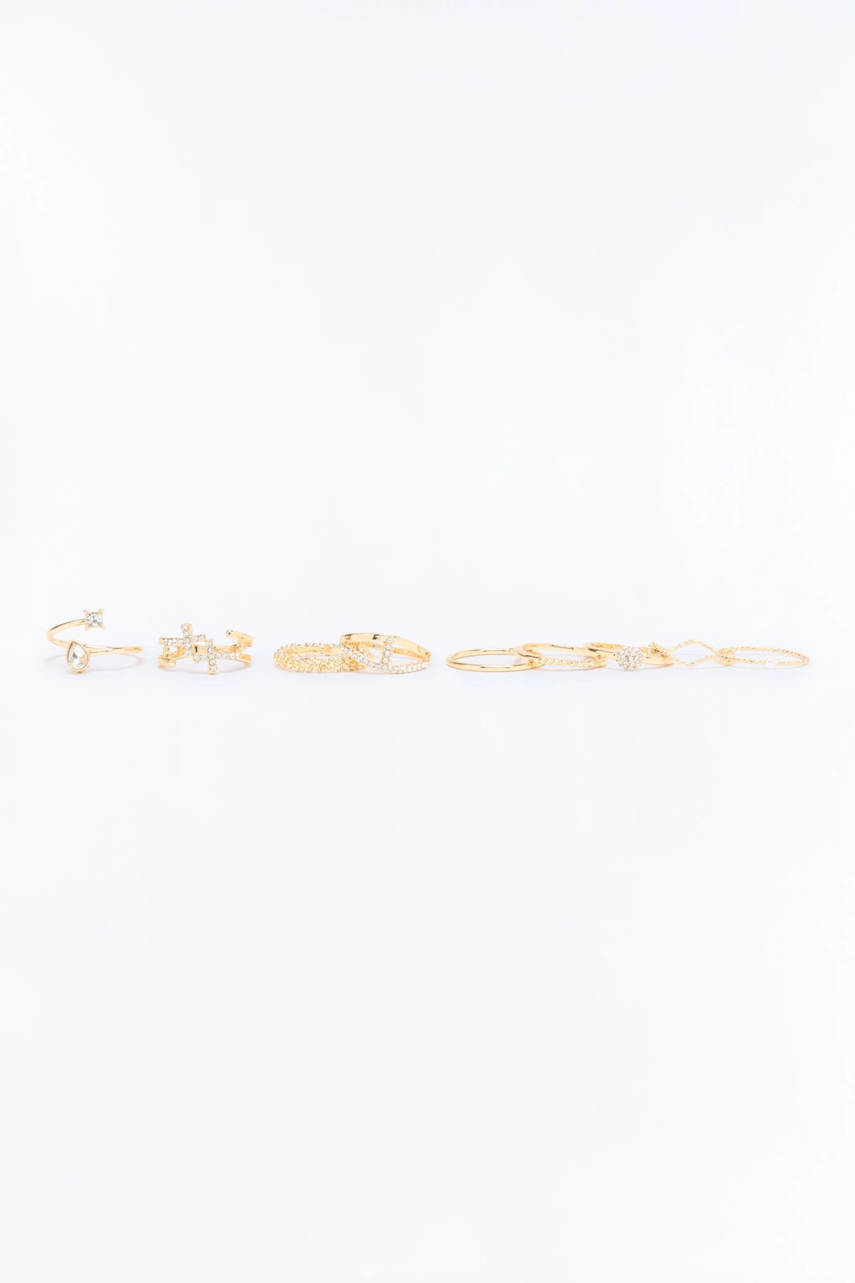 Simply Beautiful 9 Piece Ring Set - Gold — Dourado