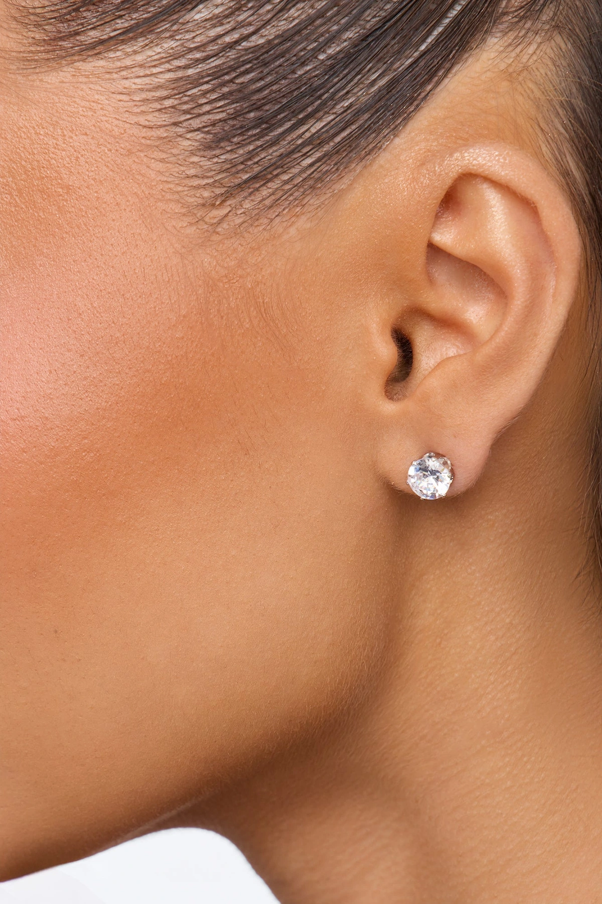 Cubic Zirconia Chic Gal 3 Pair Earring Set - Silver — Prateado