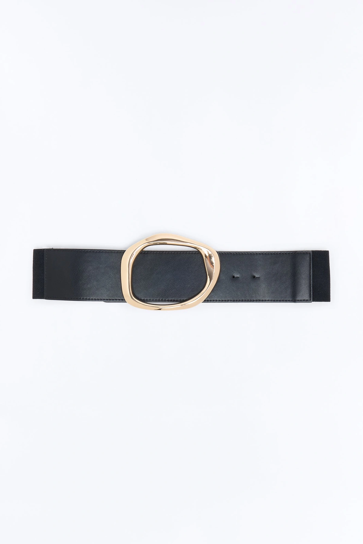 No Circling Back Wide Elastic Belt - Black — Preto