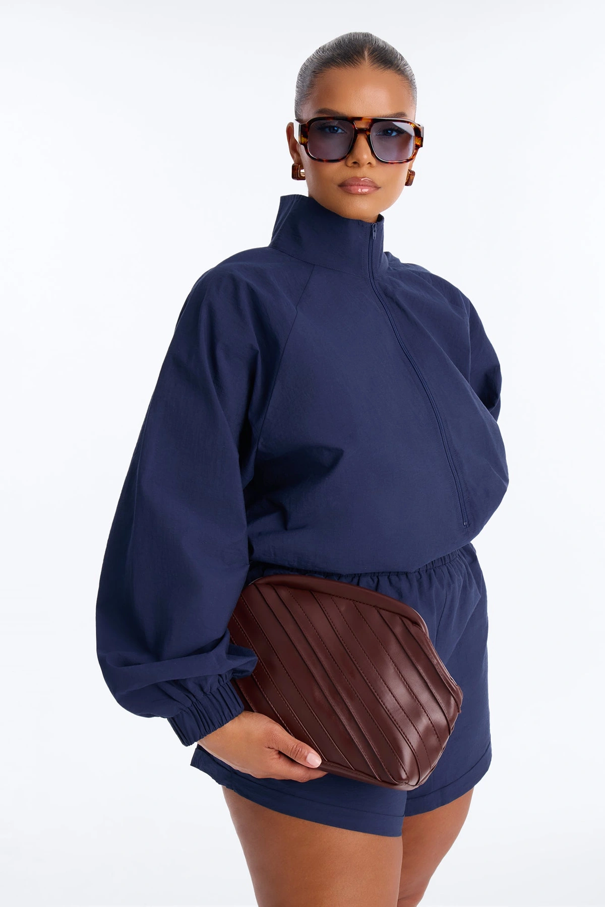 Stay In Your Lane Faux Leather Clutch Handbag - Brown — Castanho