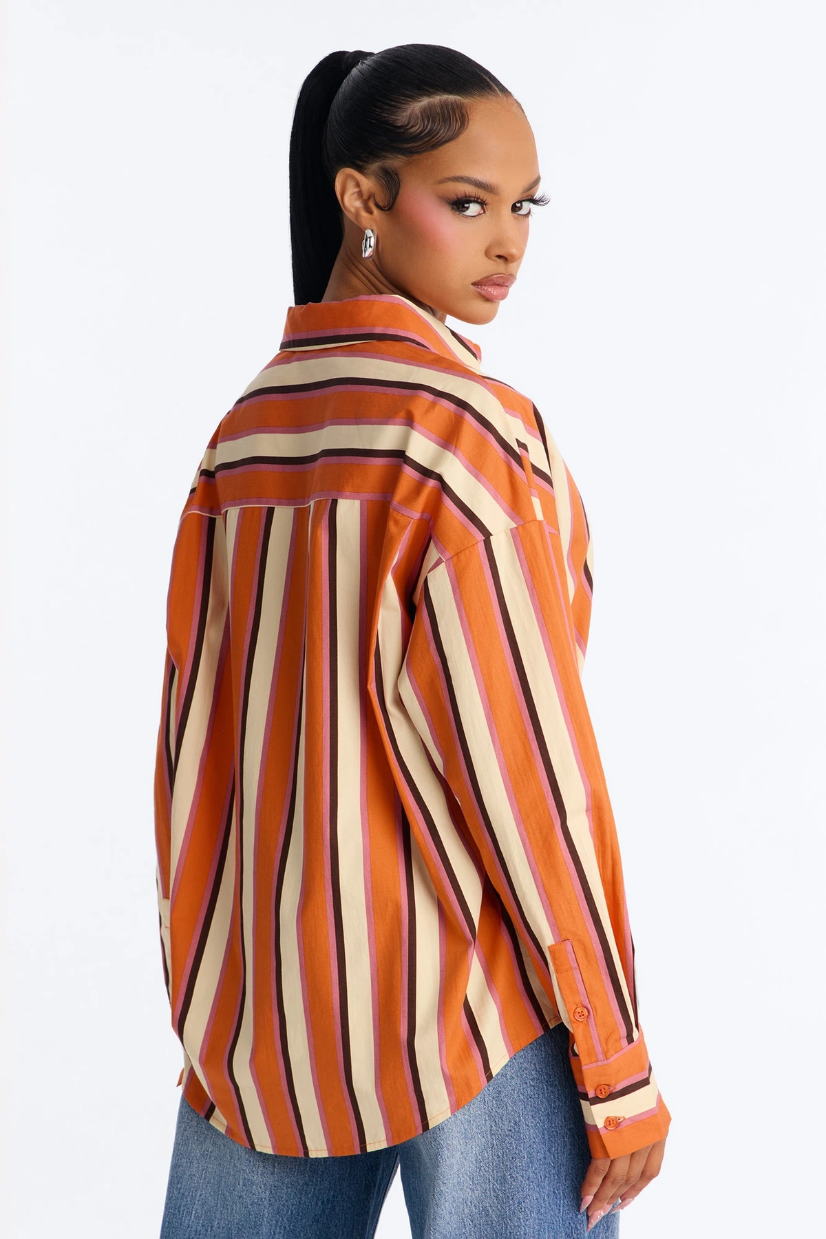 I'm The Main Topic Striped Shirt - Orange/combo — Laranja/combinação