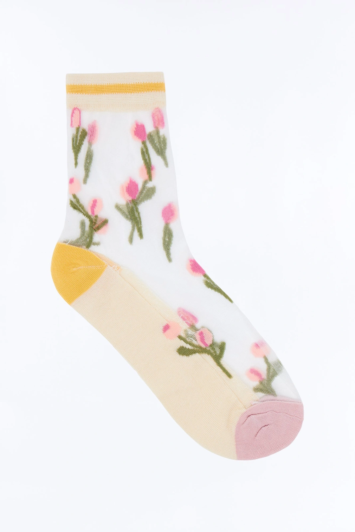 My Favorite Flowers Sheer Crew Socks - Multi Color — Multicolor