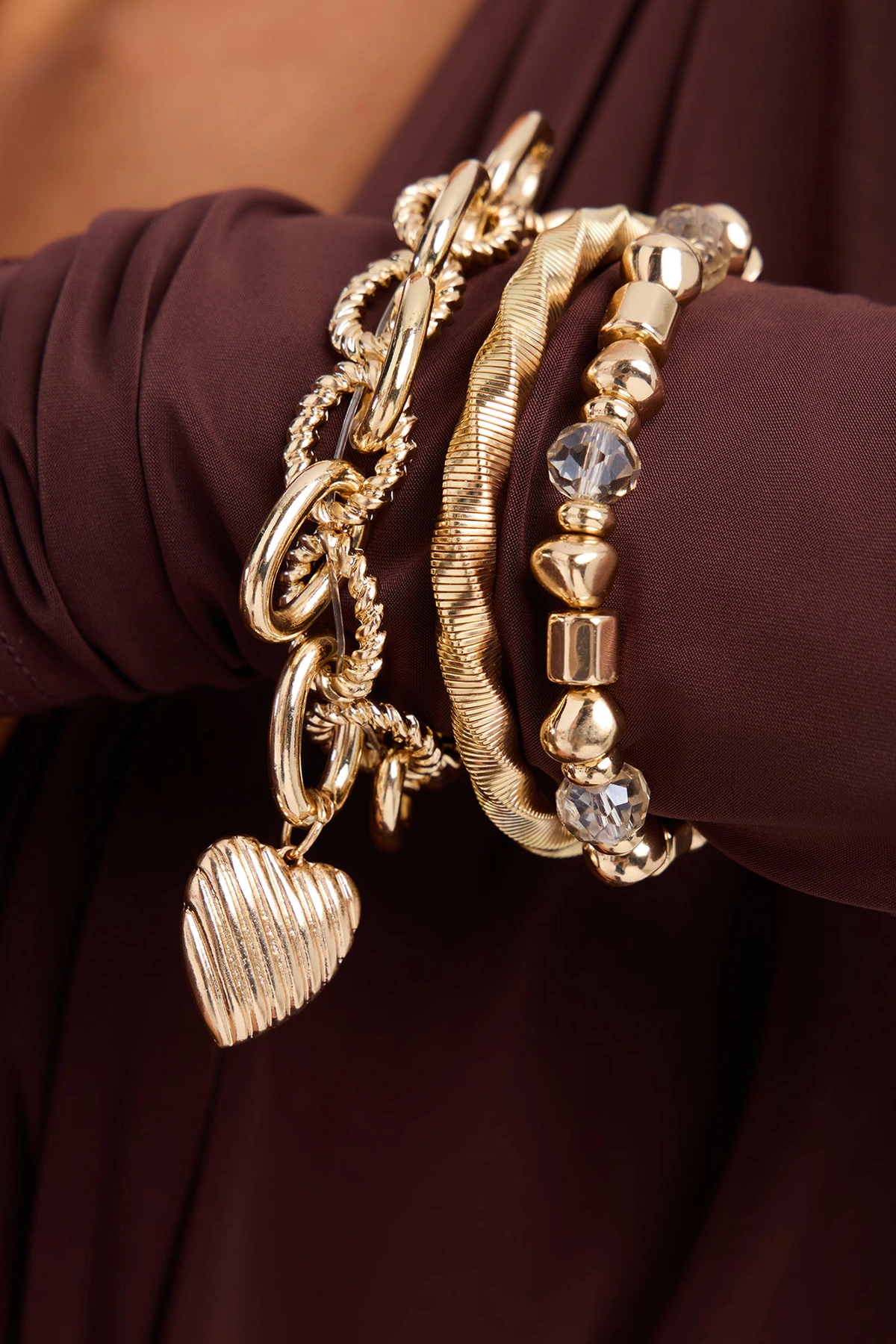Love Always 3 Piece Bracelet Set - Gold — Dourado