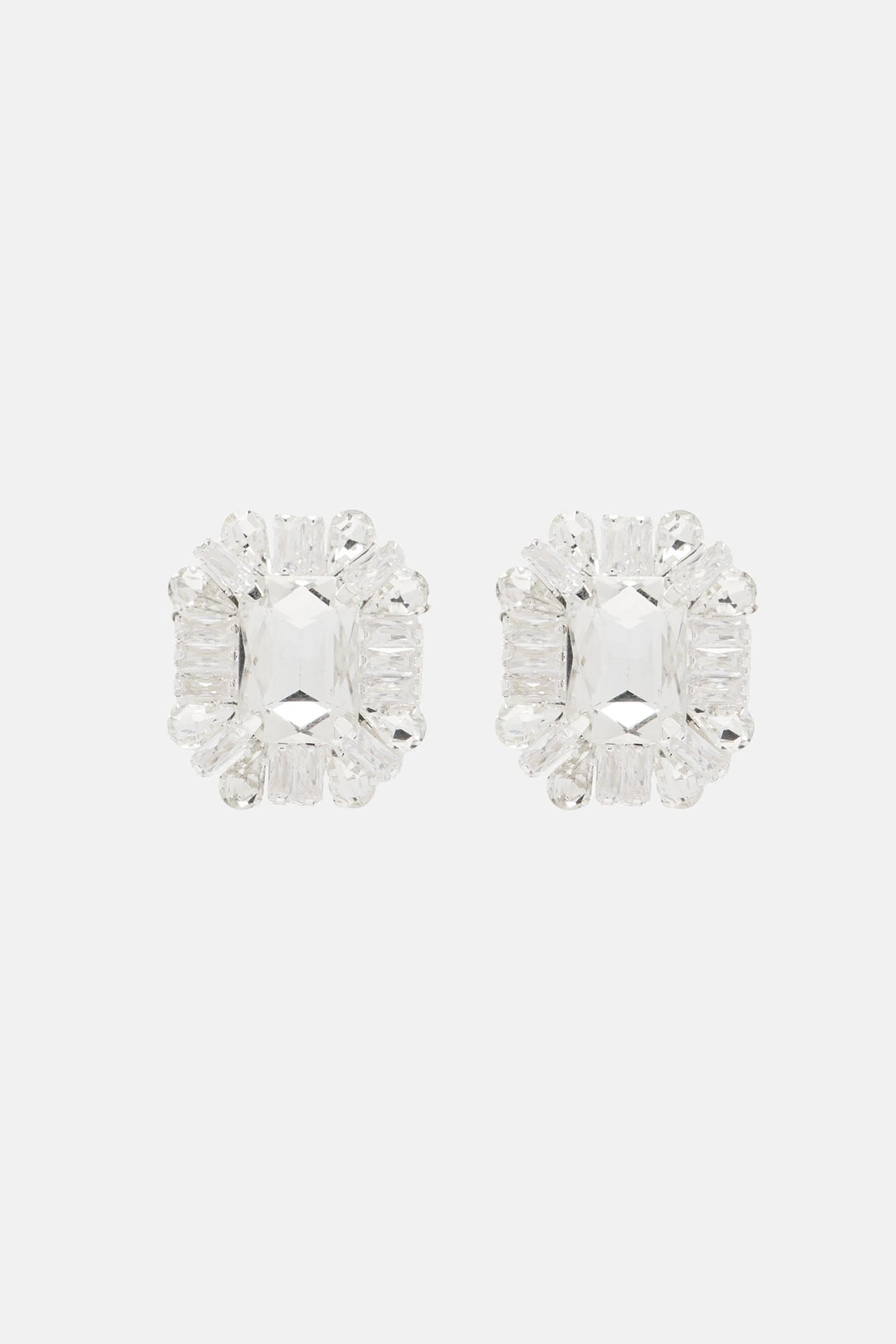 Pure Excellence Rhinestone Earrings - Silver — Prateado