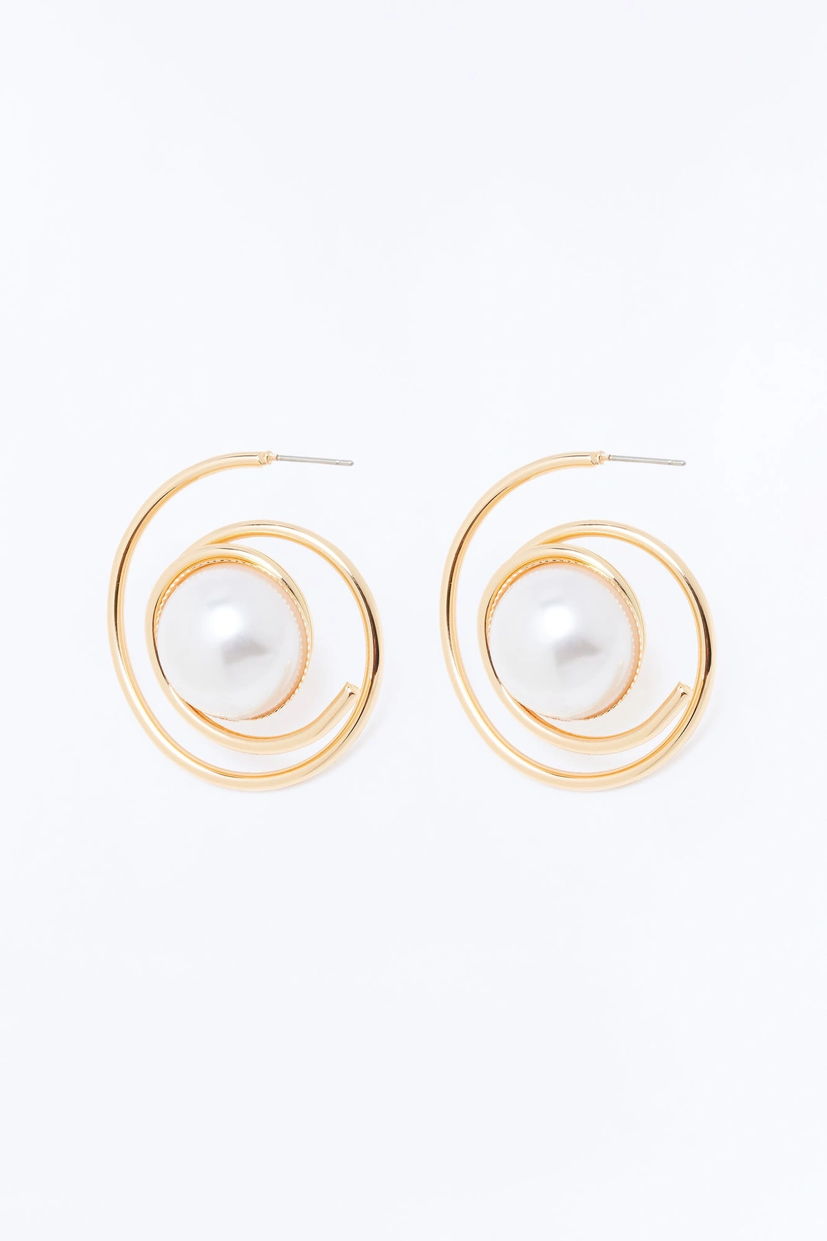 Pearl Twist Hoop Earrings - Gold — Dourado