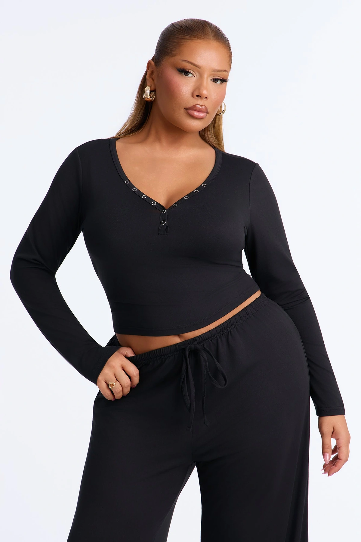 Lazy Morning Pant Set - Black — Preto