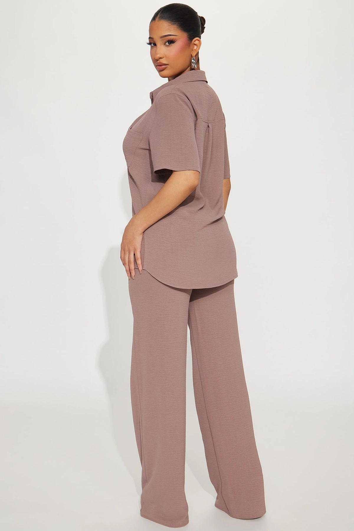 Makenzie Short Sleeve Pant Set - Mocha — Moca
