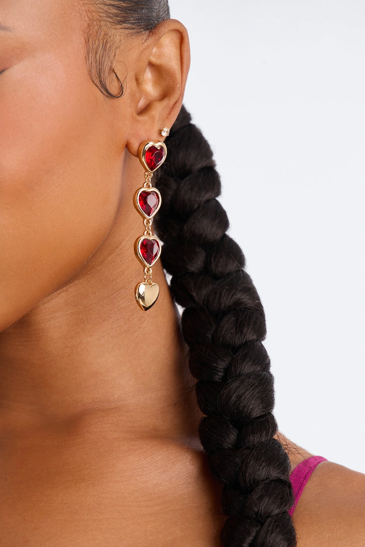 It's True Love Linear Earrings - Gold/Red — Dourado/Vermelho