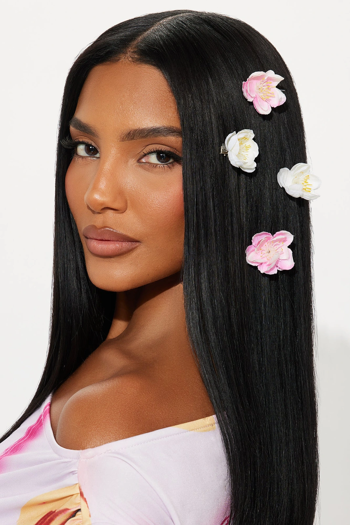 Island Girl Floral 4 Piece Hair Clips - White/combo — Branco/combinação