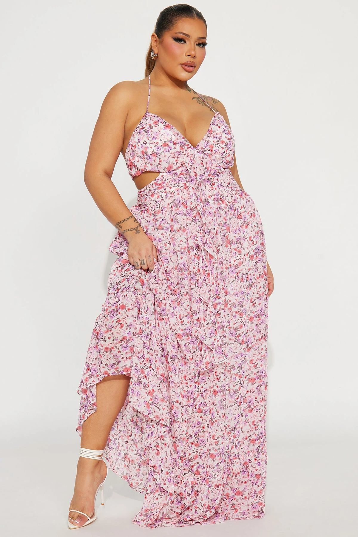 Shantel Chiffon Floral Maxi Dress - Pink/combo — Rosa/combinação