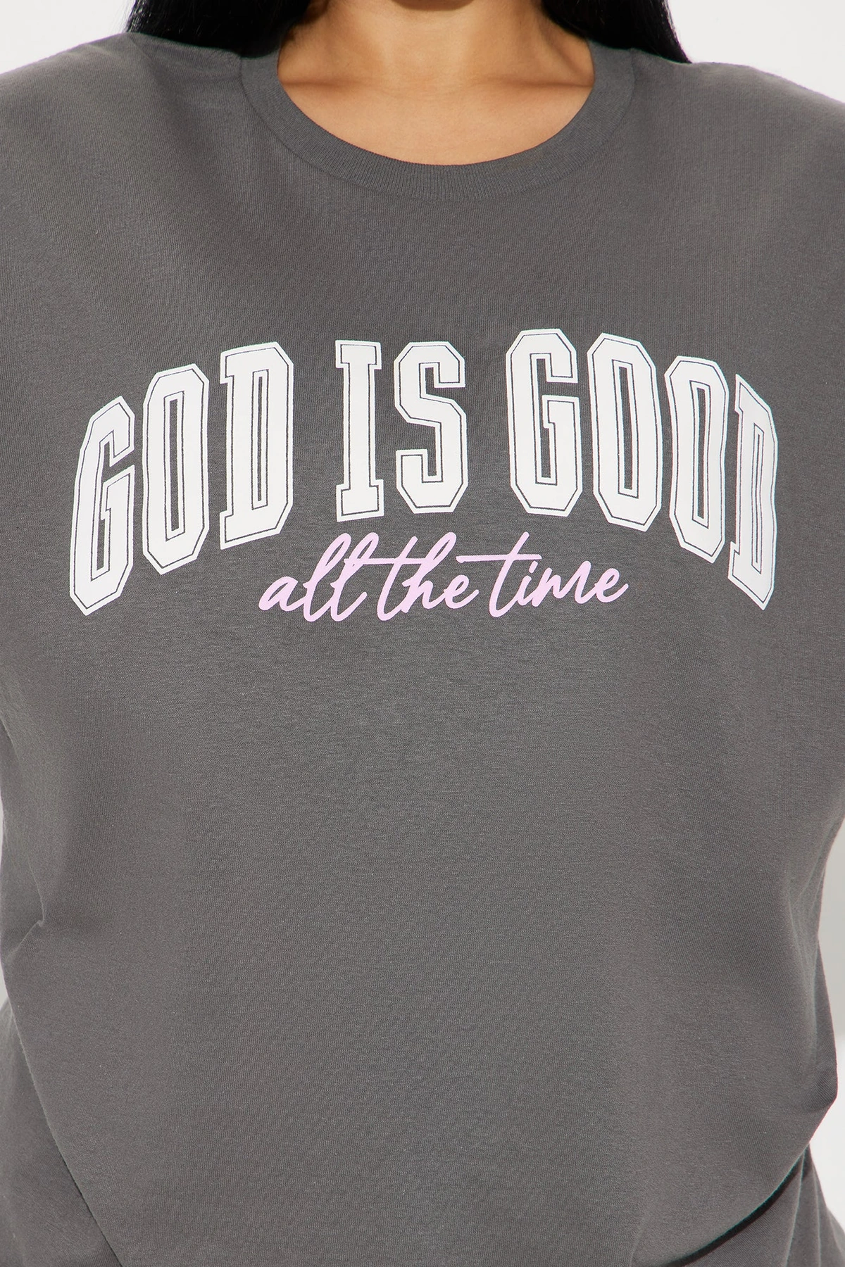 God Is Good All The Time Oversized Tee - Charcoal — Cinzento-escuro
