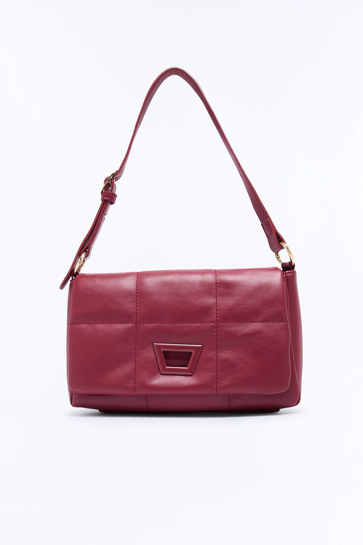 Softest To Touch Faux Leather Quilted Shoulder Bag - Burgundy — Bordô