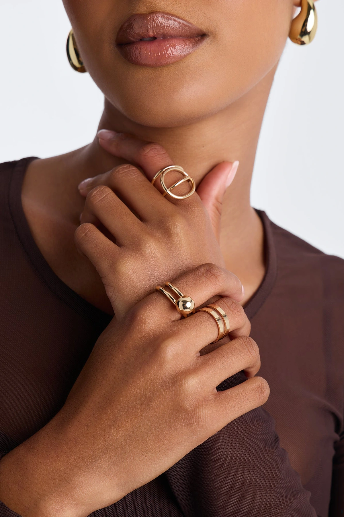 Far From It 3 Piece Ring Set - Gold — Dourado