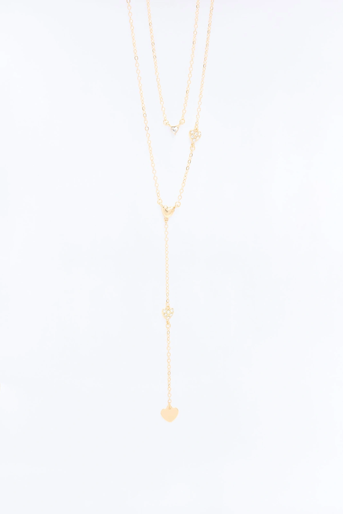 Stealing Hearts Lariat Necklace - Gold — Dourado