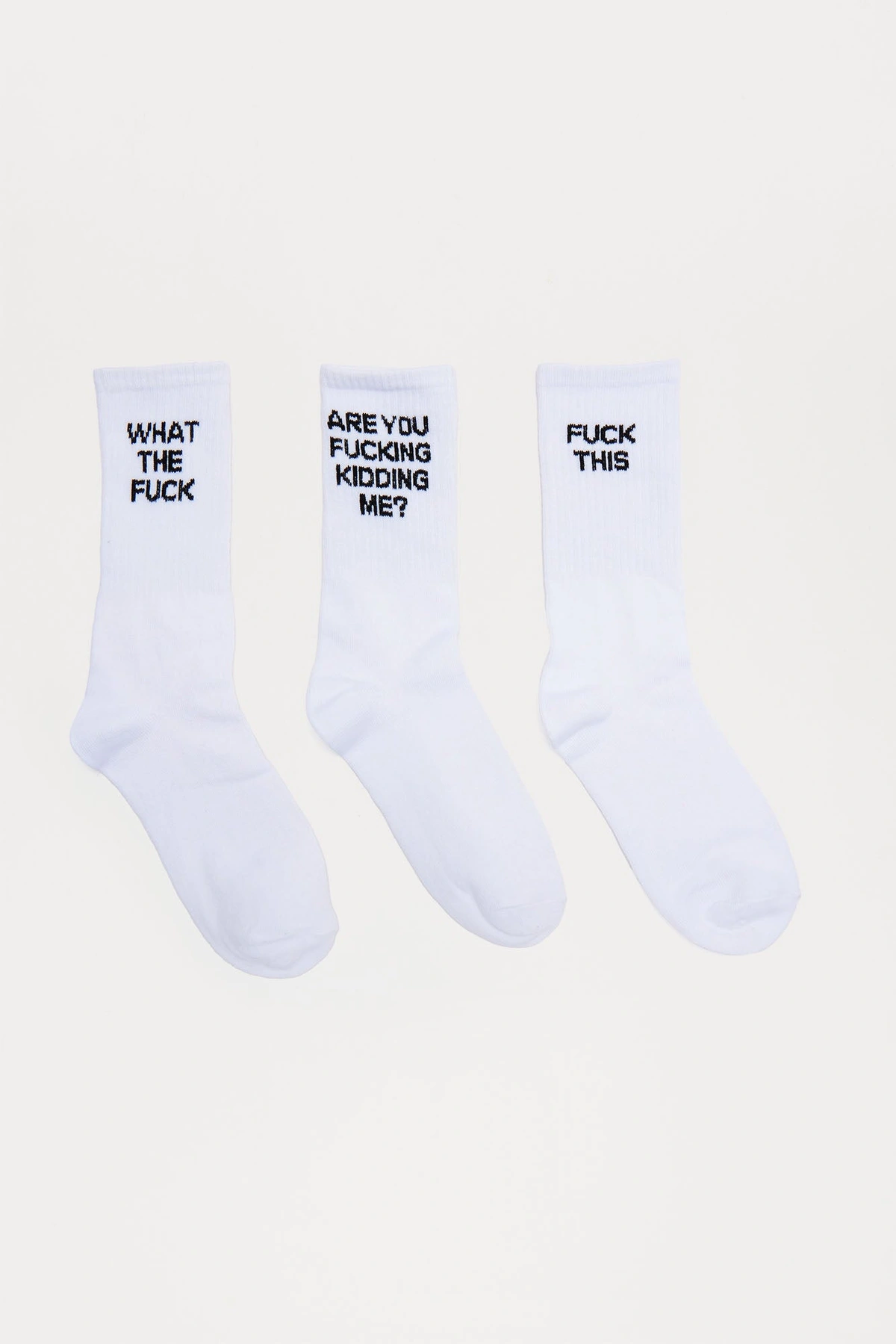 No Fucks To Give 3 Pack Socks - White/combo — Branco/combinação