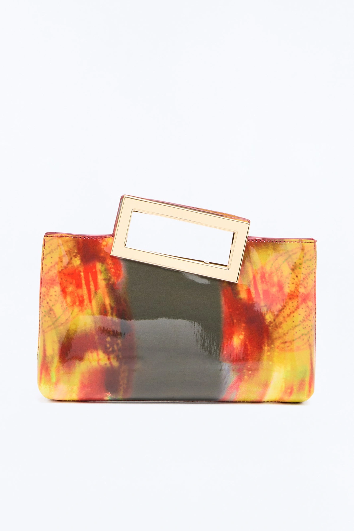 Flame And Fire Faux Leather Clutch - Multi Color — Multicolor