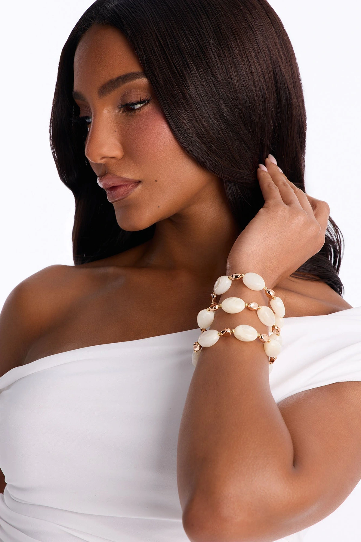 On Vacation 3 Piece Bracelet Set - White — Branco